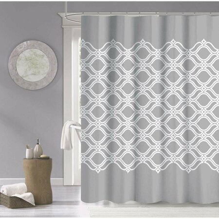 GFANCY FIXTURES 72 x 70 x 1 in. Gray & White Printed Lattice Shower Curtain GF3096894